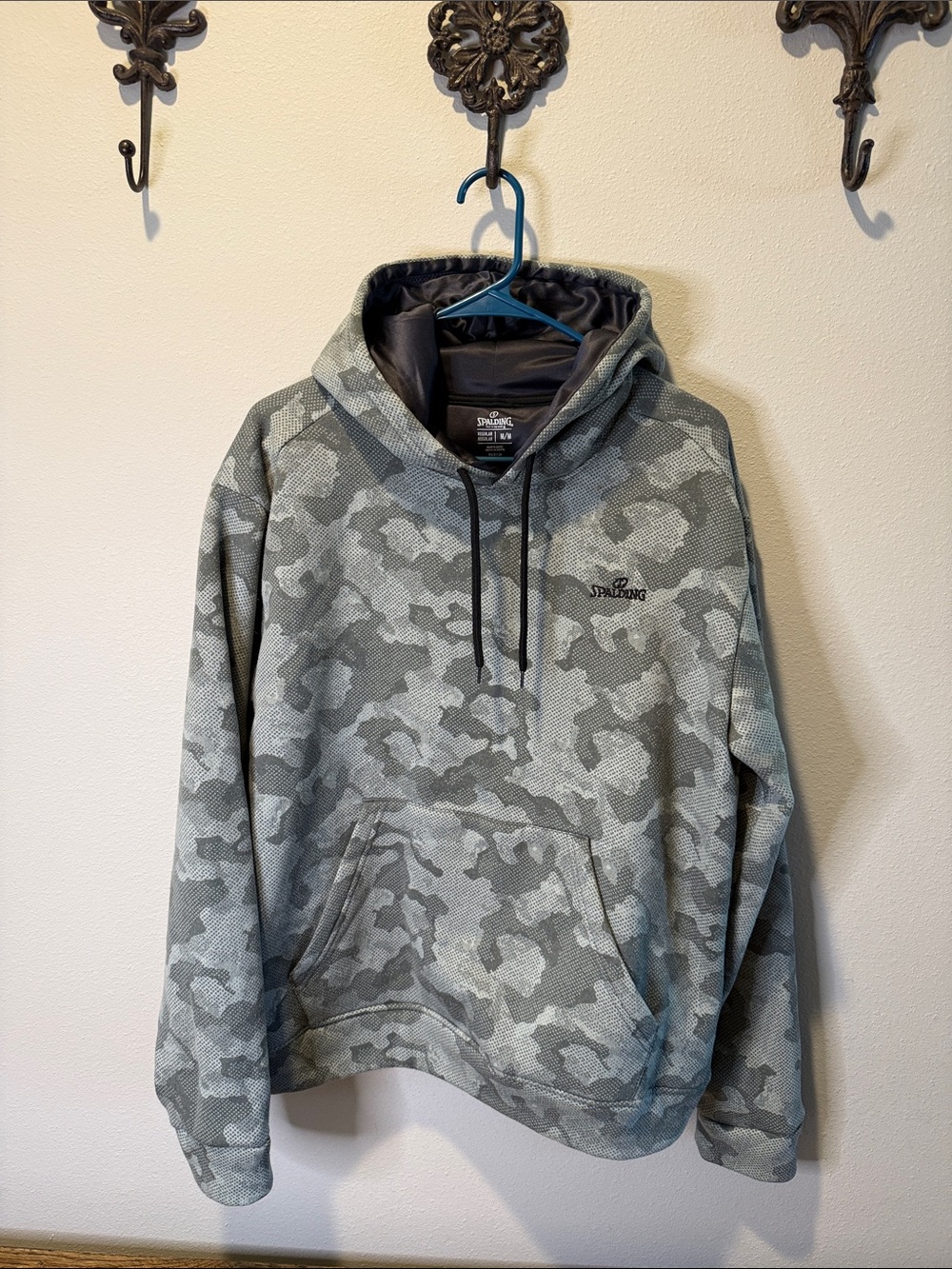 Spalding Men's Gray Camo Hooded Pullover